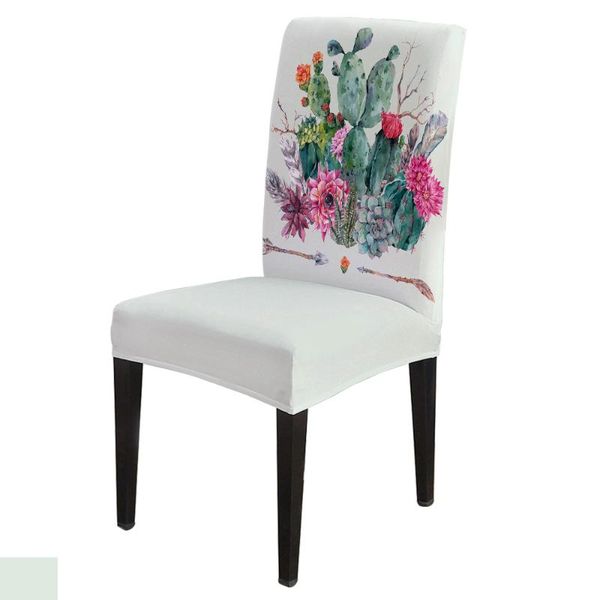

chair covers 6/8piece cactus flower green print cover dining elastic spandex stretch anti-dirty removable