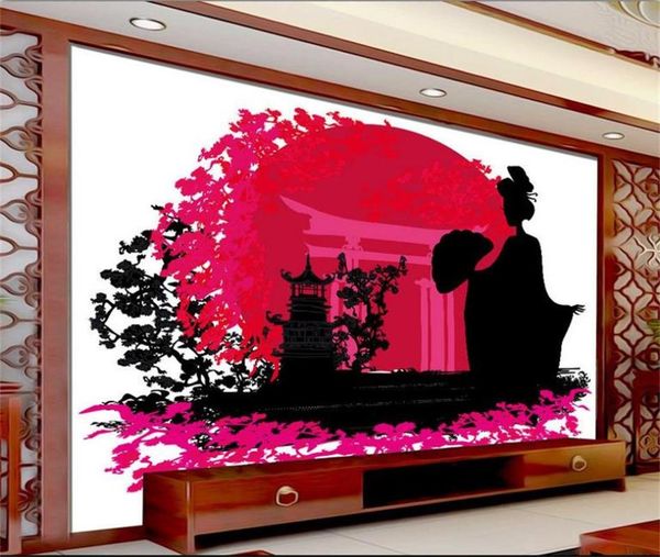 

wallpapers 3d po wallpaper custom living room mural japanese style kimono woman painting tv background non-woven for walls