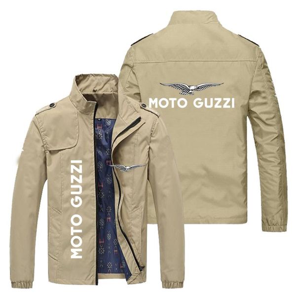 

men's jackets 2021 men moto guzzi logo print spring autumn stand collar casual sweatshirt long sleeve zipper cardigan jacket 5 colors, Black;brown