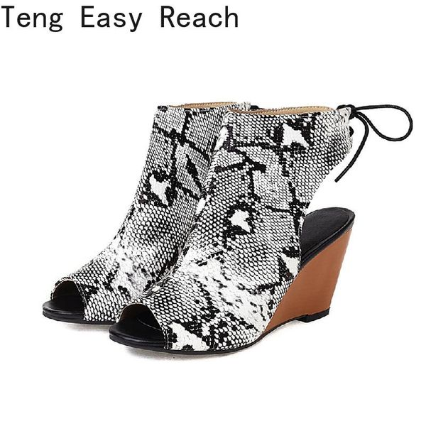 

fashion women fish mouth wedges high heels pumps ankle strap cross lace party wedding shoes woman summer sandals size 46 dress, Black