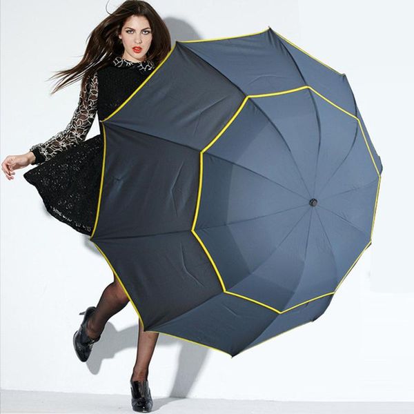 

umbrellas 130cm super large size double layer golf rain women folding umbrella men business parasol sunny and rainy paraguas