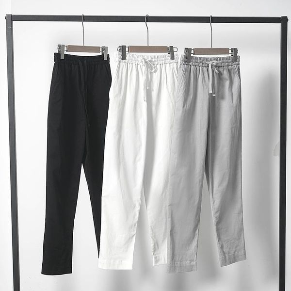 

women's pants & capris women trousers elastic waist female casual ankle-length 2021 lace-up woman with pockets wild, Black;white
