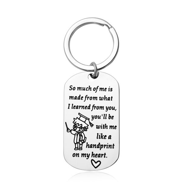 

friends classmates thanks inspirational keychain european and american fashion jewelry gift stainless steel letter diy customized wholesale, Silver