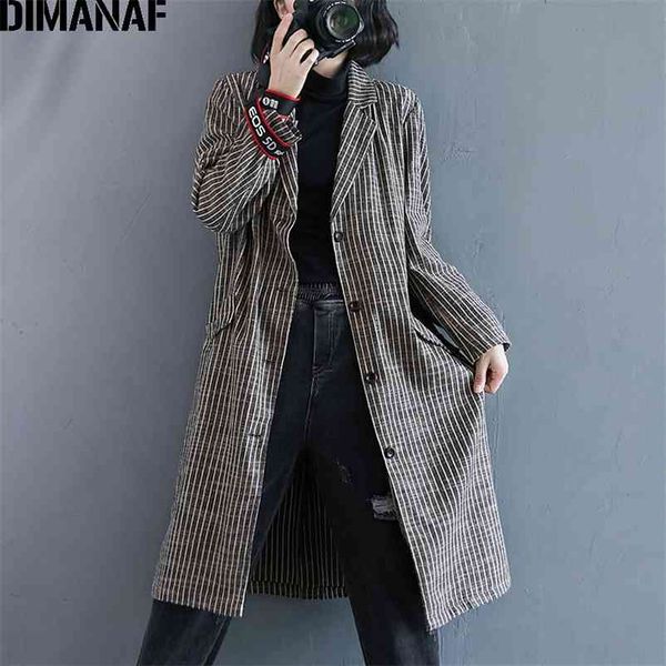 

plus size women jacket coat office lady blazer suit striped pocket elegant outerwear loose casual button cardigan autumn 210531, Black;brown