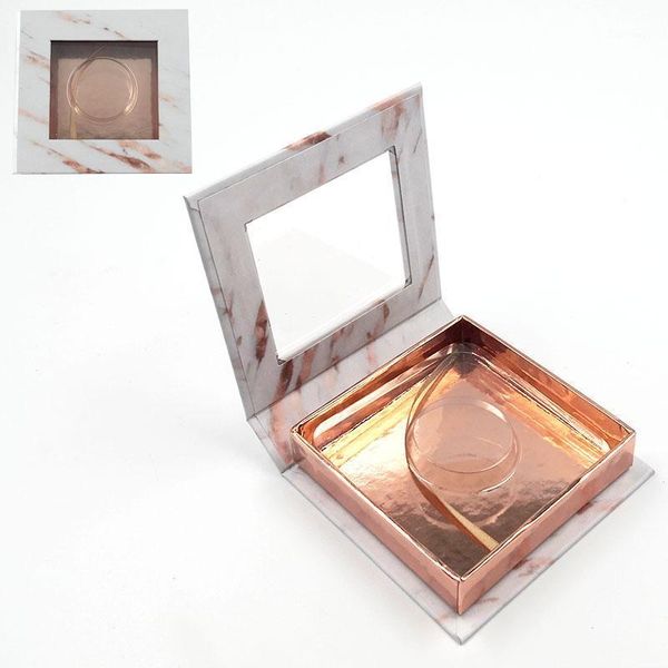 

wholesale eyelash packaging eyelashes box package custom square mink lashes rose gold makeup case vendors false1