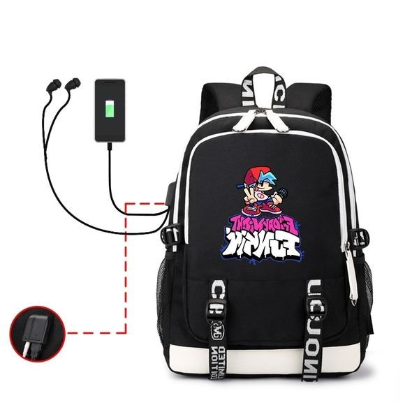 

game friday night funkin men's backpack usb headset backpack