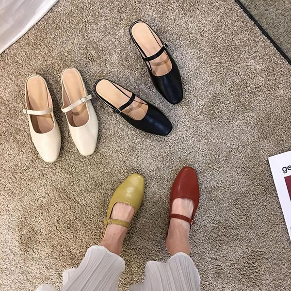 

slippers women's shoes outdoor 2021 spring fashion low heel mules, Black