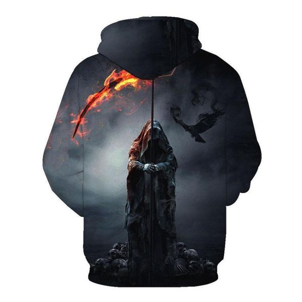 

men's hoodies & sweatshirts sweatshirt funny skull 3d men tracksuits casual streetwear hooded pullover maximum size 5xl, Black