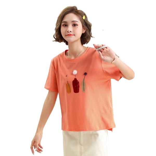 

fashion print 2021 casual short-sleeved t shirt with round neck, White