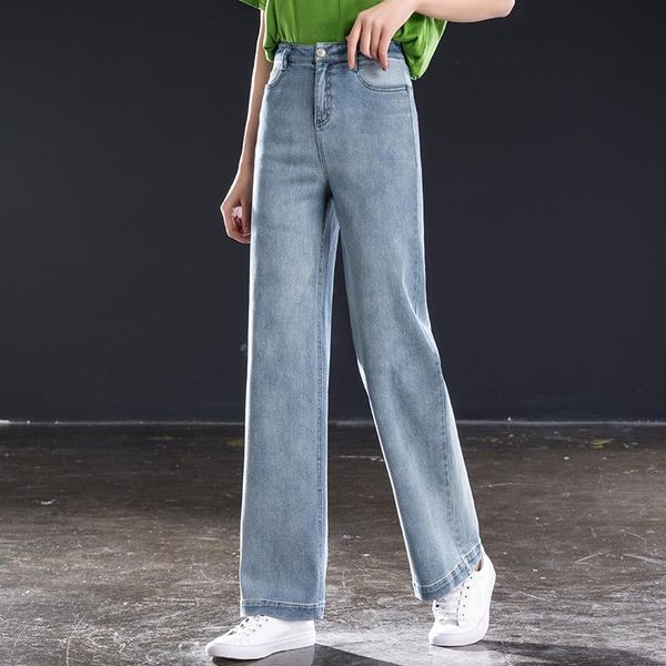 

women's jeans women wide leg high waist casual loose straight long softener pants for summer spring,autumn, Blue