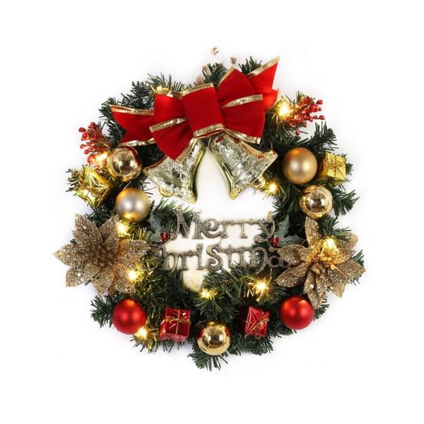 

decorative flowers & wreaths spruce christmas wreath with led light front door hanging garland holiday home product