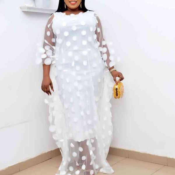 

two piece dress women o neck loose long with appliques fashion casual african oversized party celebrate occasion vestidos plus siz, White