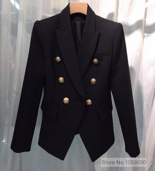 

women's suits & blazers [7evening] - brand classic black twill double breasted blazer with gold embossed button up long sleeved for wom, White;black