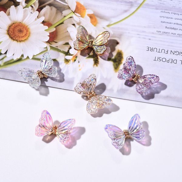 

fashion mini nail art decorations butterfly resin metal nails decals stickers diy manicure tools for salon, Silver;gold