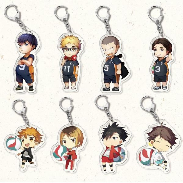 

keychains anime keychain man haikyuu key chain women holder couples keyring acrylic ring hinata shoyo pendant cute fun porte clef, Silver