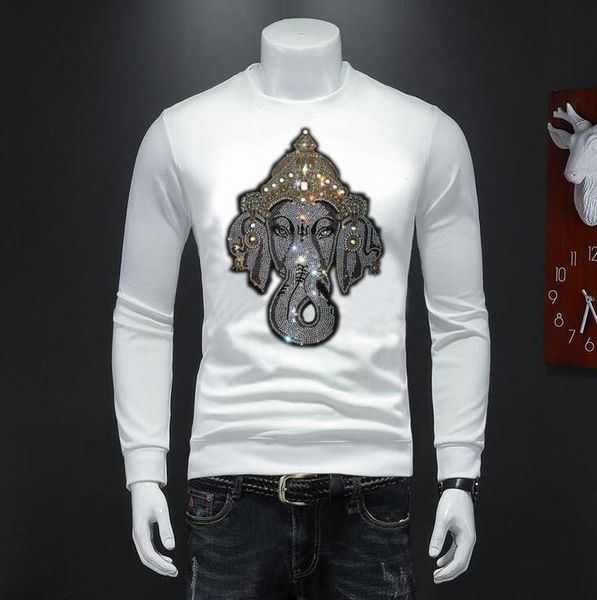 

2022 rhinestone cool hoodies sweatshirts man handsome long sleeve clothes c37, Black