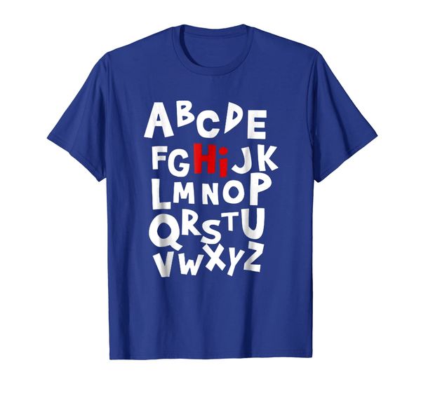 

back to school hi alphabet letters t shirt for women men, White;black