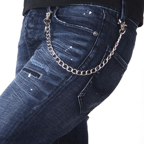 

keychains 2 colors men women fashion punk rock hip hop trousers key chains wallet metal keychain waist belt accessories, Silver