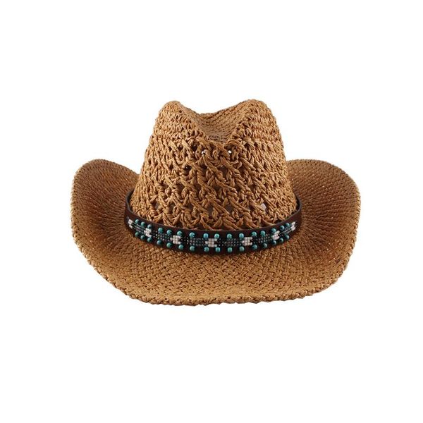 

wide brim hats spring/summer hollow western cowboy hat girl european and american roll-up eaves hand-woven straw, Blue;gray