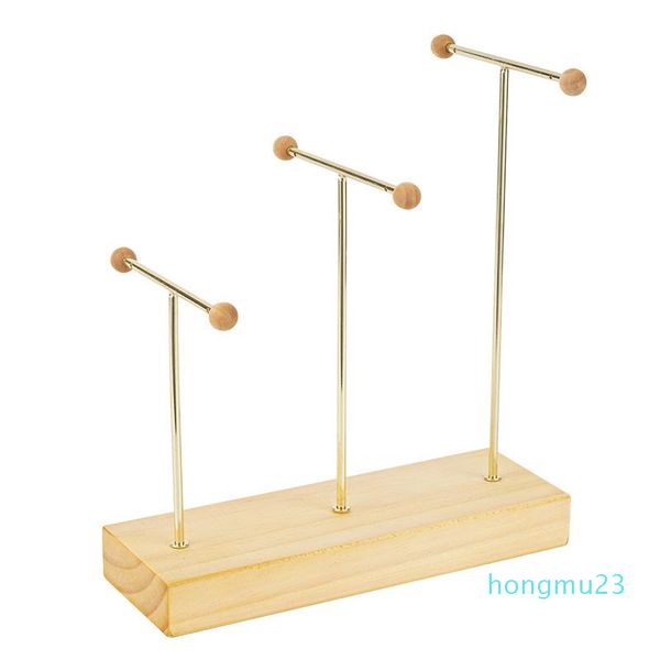 

3-tier metal earring holder & wood base tablehanging jewelry organizer/earring bracelet display stand pouches, bags, Pink;blue