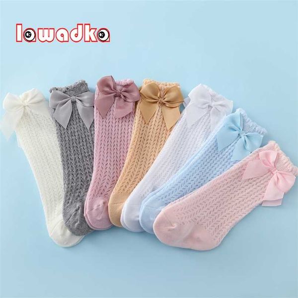 

lawadka 5pairs/lot born baby girl socks cotton mesh bow knee high socks summer infant long sock age for 0-24monthes 211214, Pink;yellow
