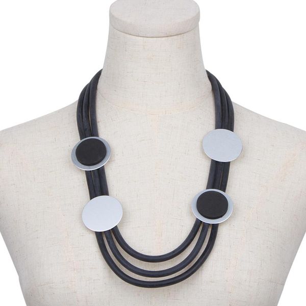 

silver alloy choker necklace women multilayer black chunky chain vintage style handmade jewelry mother gift boho chokers, Golden;silver