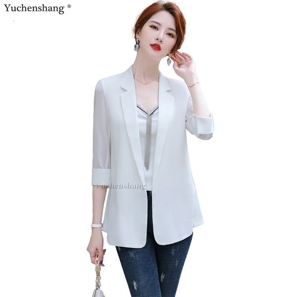 

women's suits & blazers new plus size blazer women business elegant office ladies workwear female white gray black jacket thin outwear, White;black