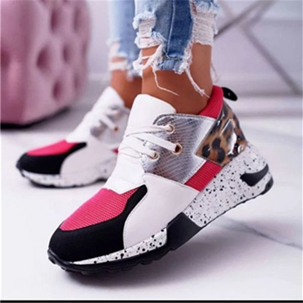 

2021 New Women Casual Shoes Breathable Ladies Sneakers Leopard Print Faux Fur Sneakers Lace-up Platform Sports Shoes Women, 02