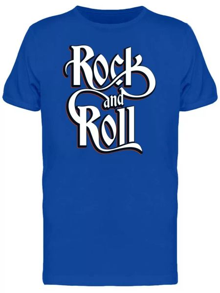 

rock and roll fused lettering men's tee -image by shutterstock, White;black