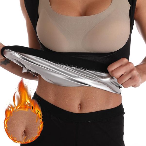 

sweat shaper sauna to lose weight woman shirts fat burning waist trainer body tummy fitness shapewear women's shapers, Black;white
