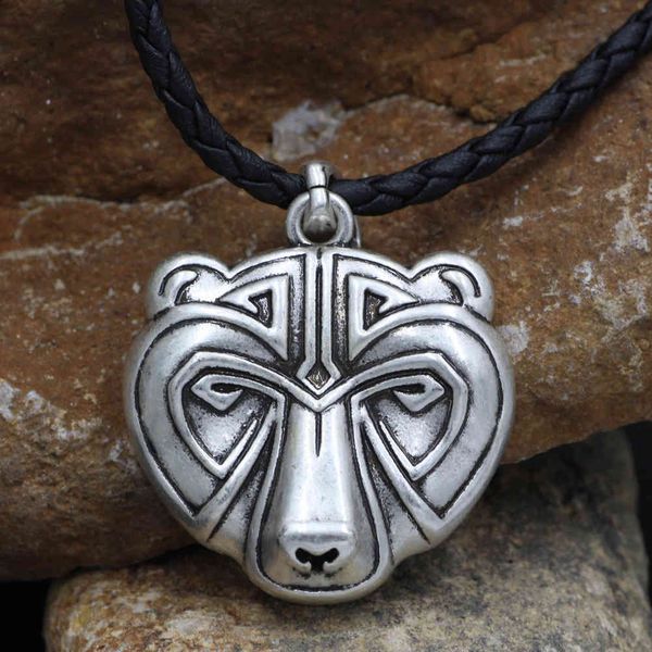 

popular jewelry viking bear head necklace men's accessories pendant, Silver