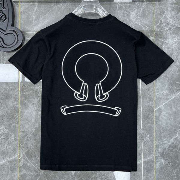 

loose designer classic men's t shirts ch summer chromes short sleeves letter horseshoe sanskrit cross print sweatshirts t-shirts woman, White;black