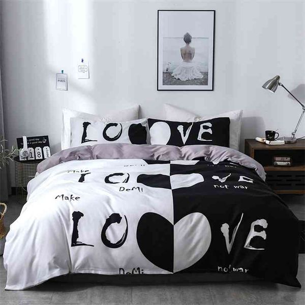 Aggcual Couple Love King-Size-Bettwäsche-Set, luxuriöse Bettdecke, Bettdecke, bedrucktes Bettbezug-Set, Doppelbett, Polyester-Textil, be04 210706
