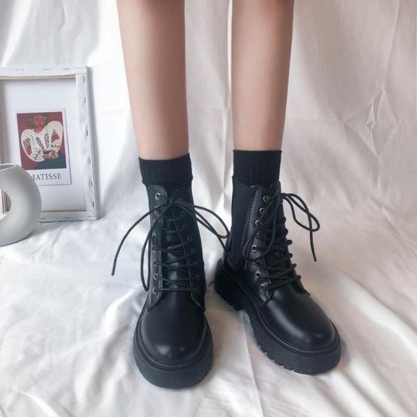 

boots 2021 women shoes for winter fashion woman casual autumn leather botas mujer female ankle, Black