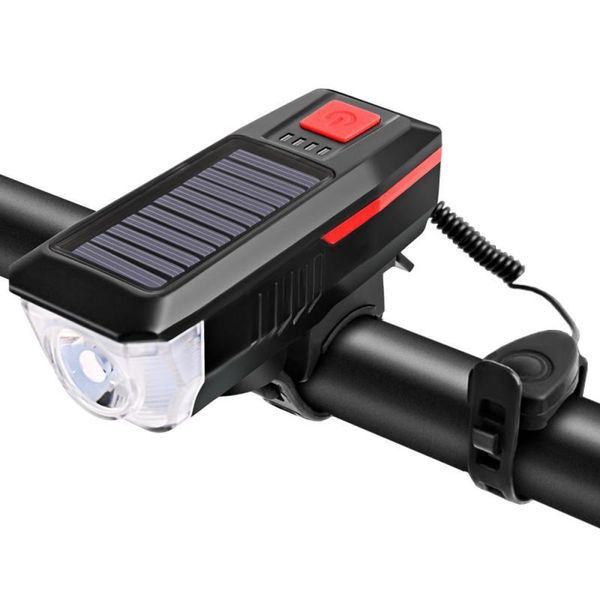 

bike lights light solar / usb charging bicycle bell horn lamp front rechargeable waterproof headlight