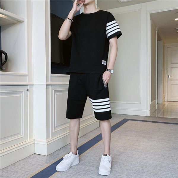 

clothing t shirts clothes shorts mens tracksuits sets two piece set man summer sweatpants designer plus size korean fashion casual, Gray