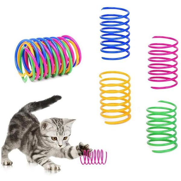 

cat toys 4pcs colorful spring plastic coil spiral springs for kitten pets indoor active healthy play pet accessories set