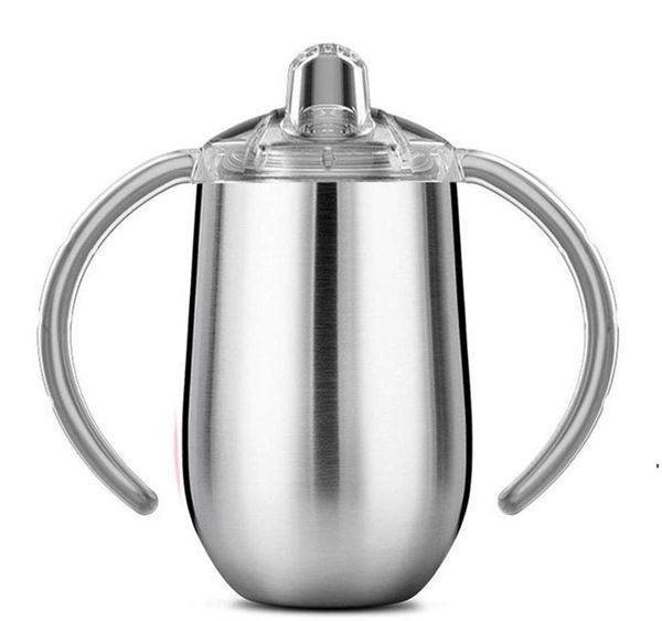 nuove tazze Sippy in acciaio inossidabile da 10 once con doppi manici Tazza da caffè isolata Tazza da latte per birra sottovuoto Tazze per bambini spedizione marittima EWB8020