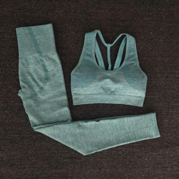 

yoga outfits 2pcs seamless set women gym fitness clothing high waist leggings+bra suit training sport workout sportswear, White;red