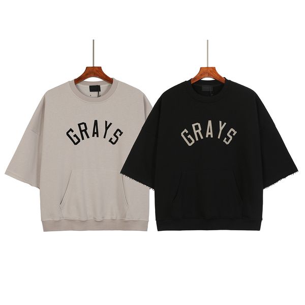 

brand gaojiechao brand fog season 7 flocked letter sweater 7-sleeve baseball jacket hip hop short sleeve, White;black