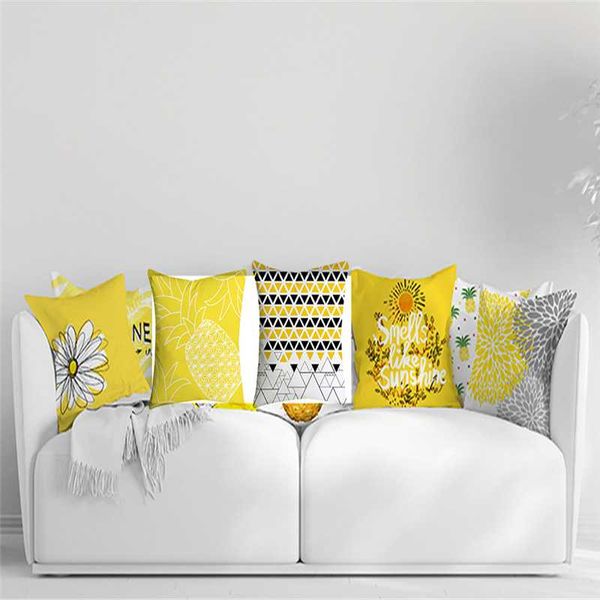 

pillow case 2021 pillowcase pineapple leaf yellow 45 x 45cm cafe house waist throw pillowcases fundas de almohadas dropship #