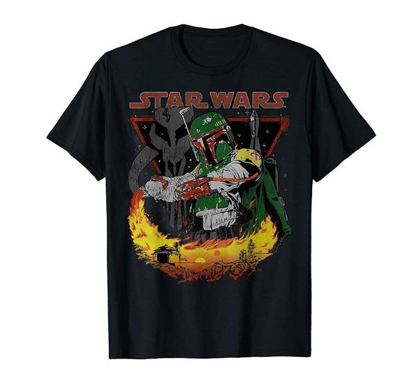 

men's t-shirts boba fetatooine flame graphic t-shirt, White;black