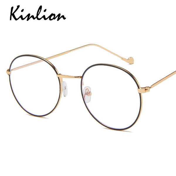 

fashion sunglasses frames kinlion classic round metal computer eye glasses frame for men vintage anti blue light eyeglasses women feminino g, Black