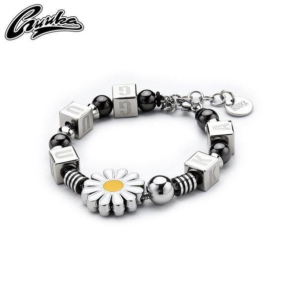 

link, chain guuka tide brand daisy bracelet ins zhou keyu with hip hop couple box logo gift joker, Black