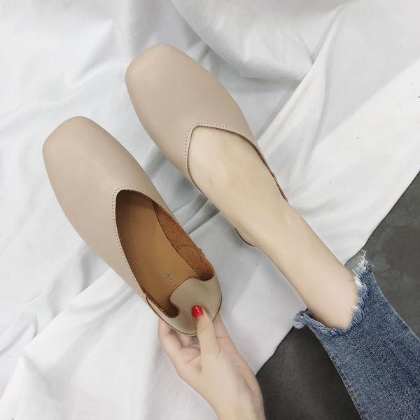 

the spring 2021 han edition retro granny flat shoes lighter joker single square with doug two slippers, Black