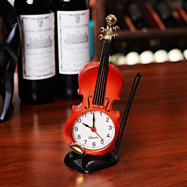 Orologi da tavolo da scrivania Gli studenti creativi di violino utilizzano la sveglia Moda semplice stile europeo per bambini Simpatico cartone animato Comodino Retro Ornamento