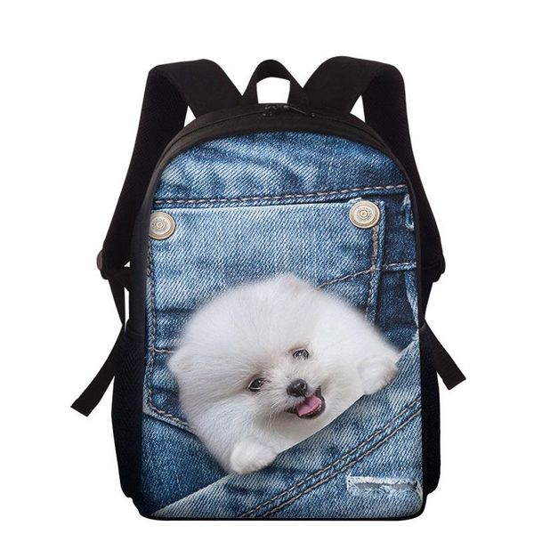 

school bags 15inch cute animal dog 3d denim pattern backpack for kids bag girls boys casual schoolbags orthopedic rucksack mochilas