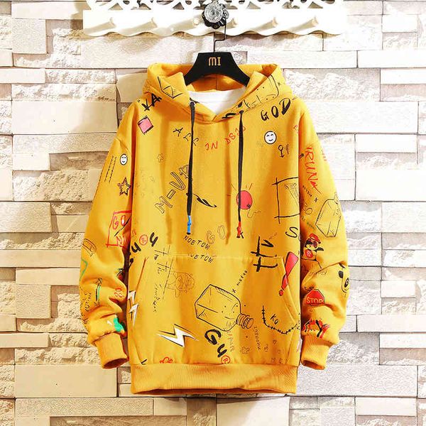 

2021 autumn spring fashion sweatshirt men's black white hip hop long sleeve pullover hoodies sweatshirt clothes y0319