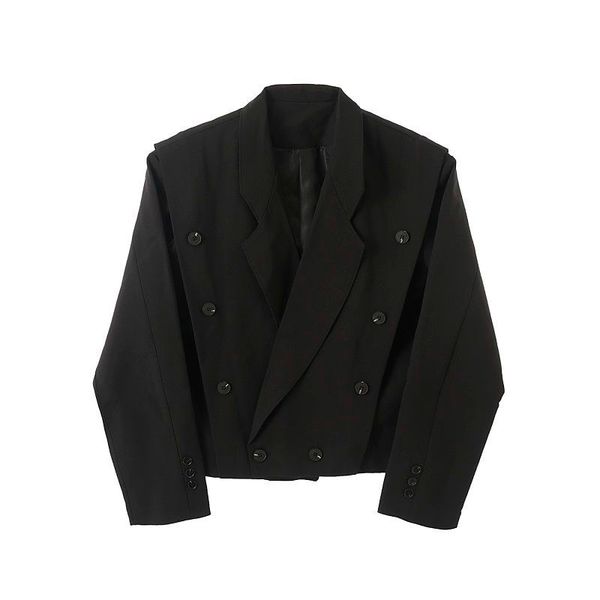 

iefb /men's wear design personalized black blazers folding wide-shoulder niche fashionable short style suit coat male 9y3745 210524, White;black