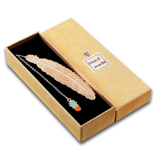 

1pc beautiful creative pendant bookmark student supplies metal feather